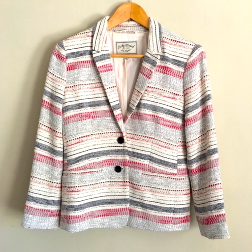 Lucky Brand Tweed Stripe Schoolboy Blazer Jacket - Picture 3 of 13
